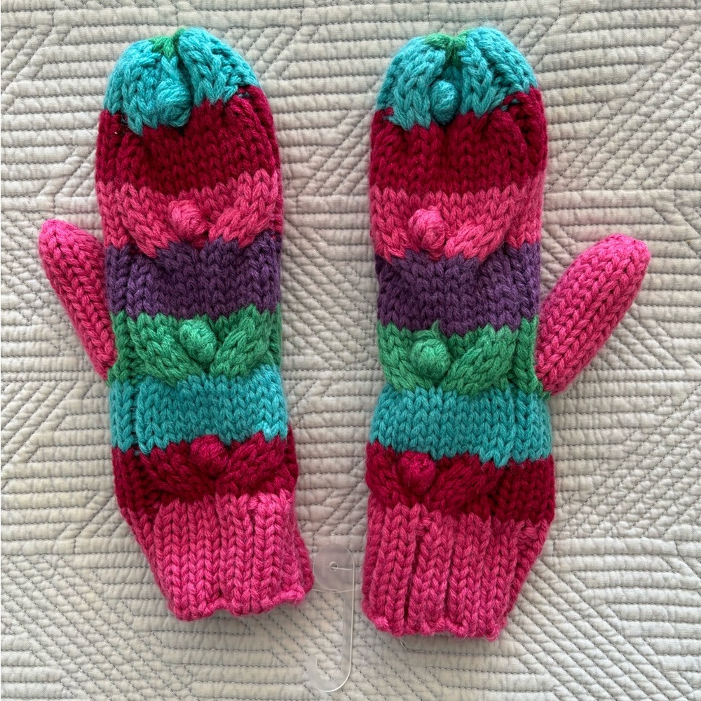 GAPKids Colorful Cable Knit Fleece Lined Mittens